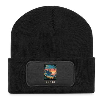 Krabi Sunset Cove Thailand Reiseplakat - Recycelte Patch Beanie - Schwarz - Vorne