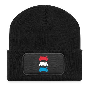 Motorcycle Luxembourg Flag Motorsport Biker - Recycled Patch Beanie - black - Front