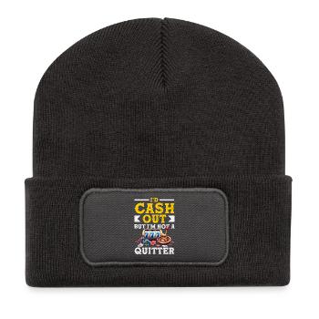 Nicht Aufgeben Casino Roulette Automat Glücksspiel - Recycelte Patch Beanie - Dunkelgrau - Vorne