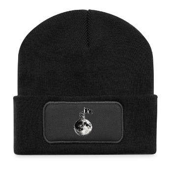 Metalhand Flagge auf dem Mond - Recycelte Patch Beanie - Schwarz - Vorne