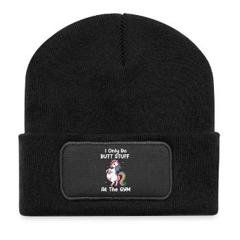 Pastel Unicorn Gym Humor Butt stuff sexy - Recycled Patch Beanie - black - Front