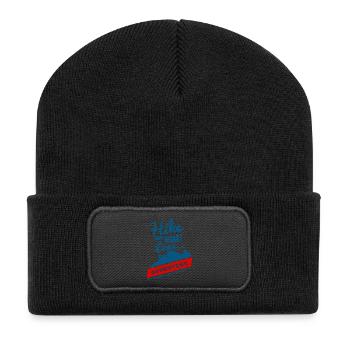 Wandern mehr, sorgenweniger Abenteuer - Recycelte Patch Beanie - Schwarz - Vorne