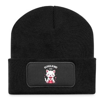 Schulkind 2026 Einschulung 2026 Schulanfang - Recycelte Patch Beanie - Schwarz - Vorne