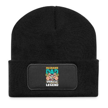 Mari Papa Ukulélé Légende Drôle Fête des Pères - Beanie recyclé à patch - noir - Devant