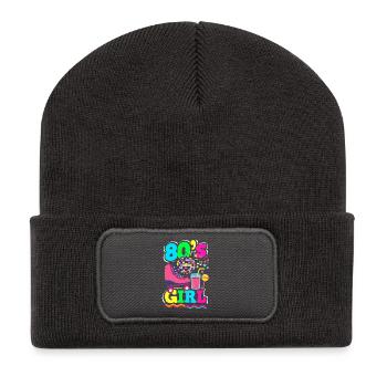Retro Back to the 80s Vintage Design - Recycelte Patch Beanie - Dunkelgrau - Vorne
