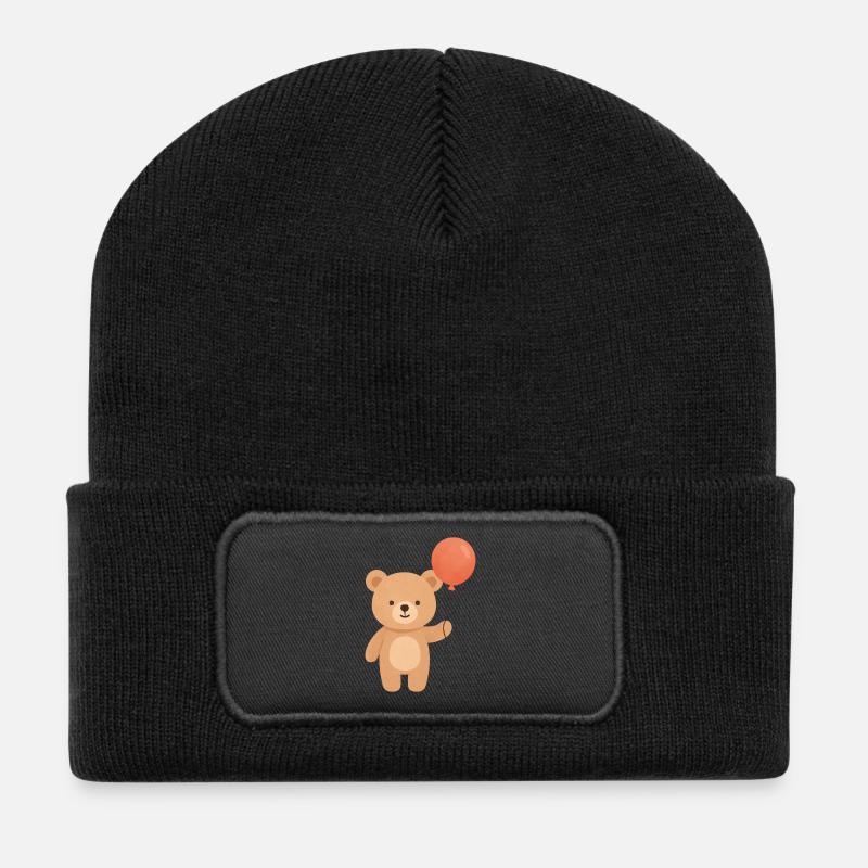 Ballonbär-Laune - Recycelte Patch Beanie - Schwarz