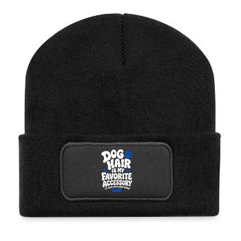 Les poils de chien sont mon accessoire préféré - Beanie recyclé à patch - noir - Devant