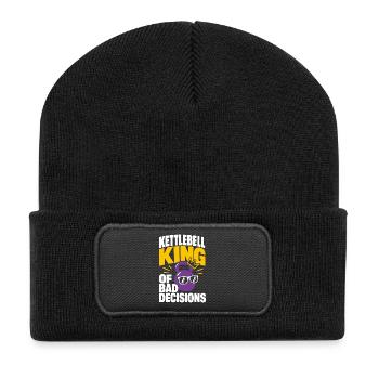 Kettlebell King Of Bad Decisions - Recycelte Patch Beanie - Schwarz - Vorne