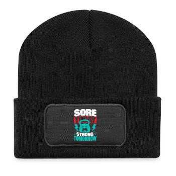 Courbatures aujourd’hui Forte demain Forme physique - Beanie recyclé à patch - noir - Devant