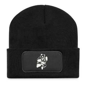 panda_kung_fu- - Beanie recyclé à patch - noir - Devant