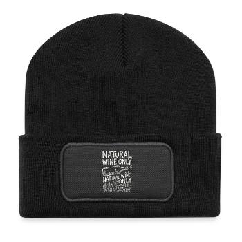 Natural Wine Gourmet - Recycelte Patch Beanie - Schwarz - Vorne