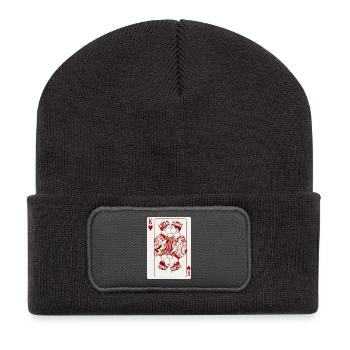 Könige küssen Herzkarte - Recycelte Patch Beanie - Dunkelgrau - Vorne