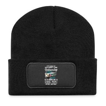 Funny Swimmers Sayings & Swimming Club Design - Recycled Patch Beanie - black - Front