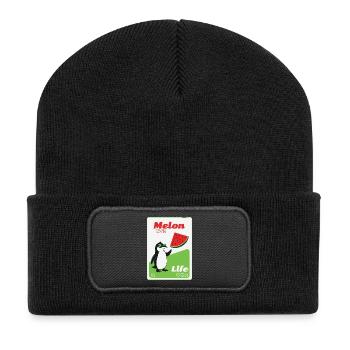 Melon Life Pinguin - Recycelte Patch Beanie - Schwarz - Vorne