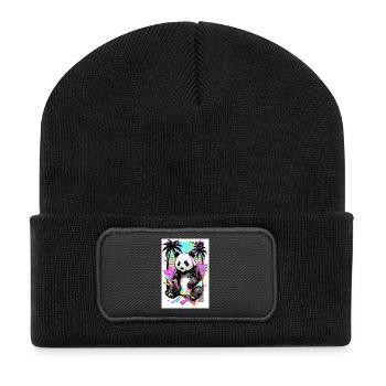 Panda - Recycelte Patch Beanie - Schwarz - Vorne