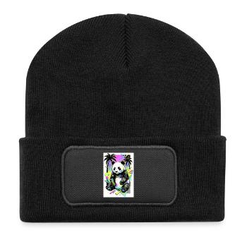 panda - Beanie recyclé à patch - noir - Devant