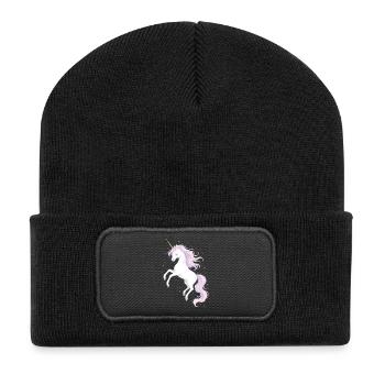 Magical Unicorn Illustration - Recycled Patch Beanie - black - Front