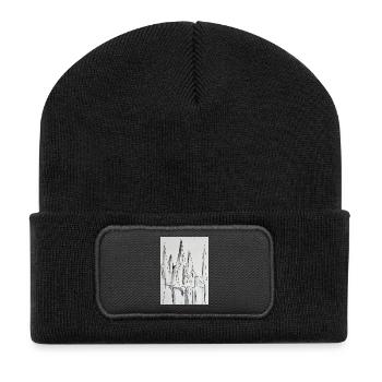 Schwarzweiß Stadt-Silhouette - Recycelte Patch Beanie - Schwarz - Vorne