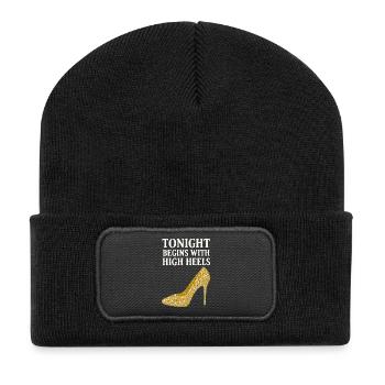 Talons hauts pailletés – Ce soir commence par... - Beanie recyclé à patch - noir - Devant