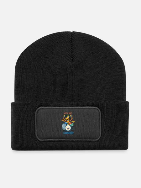 Drumming Dog auf der Bühne - Recycelte Patch Beanie - Schwarz
