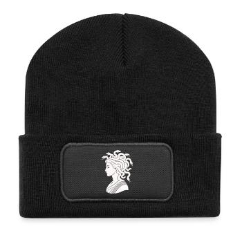 Medusa Kopf mit Schlangen - Recycelte Patch Beanie - Schwarz - Vorne