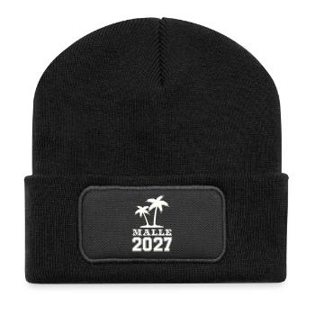Malle Insel 2027 Grafik - Recycelte Patch Beanie - Schwarz - Vorne