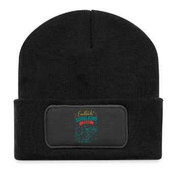 Endlich Schulkind 2026 Dino - Recycelte Patch Beanie - Schwarz - Vorne