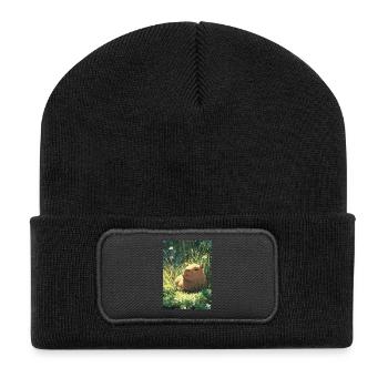 Sun hamster in the grass - Recycled Patch Beanie - black - Front