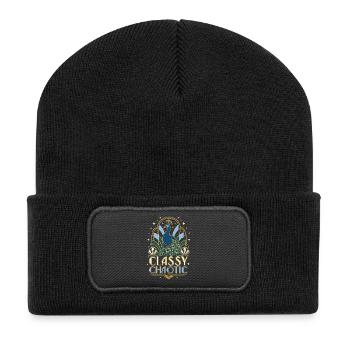 Classy Chaotic Peacock Art Deco - Recycled Patch Beanie - black - Front