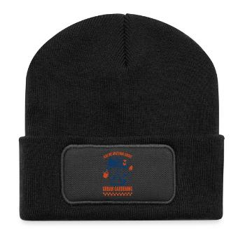 Ask Me Anything About Urban Gardening - Recycled Patch Beanie - black - Front