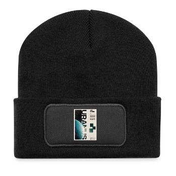 Uranus-Orbitaltypographie-Poster - Recycelte Patch Beanie - Schwarz - Vorne
