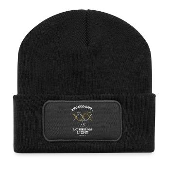 Und Gott sagte, es gäbe leichte Wissenschaft und Glauben - Recycelte Patch Beanie - Schwarz - Vorne