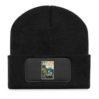 Erleben Sie die Berglandschaften Bhutans - Recycelte Patch Beanie - Schwarz - Vorne