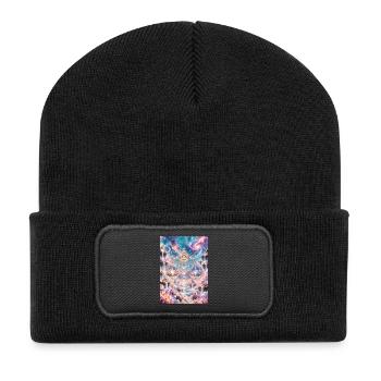 Himmelswaage im Sternenreich - Recycelte Patch Beanie - Schwarz - Vorne