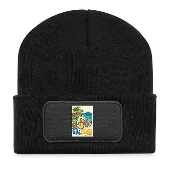 Erleben Sie Gili Islands Indonesien Retro Tropical - Recycelte Patch Beanie - Schwarz - Vorne