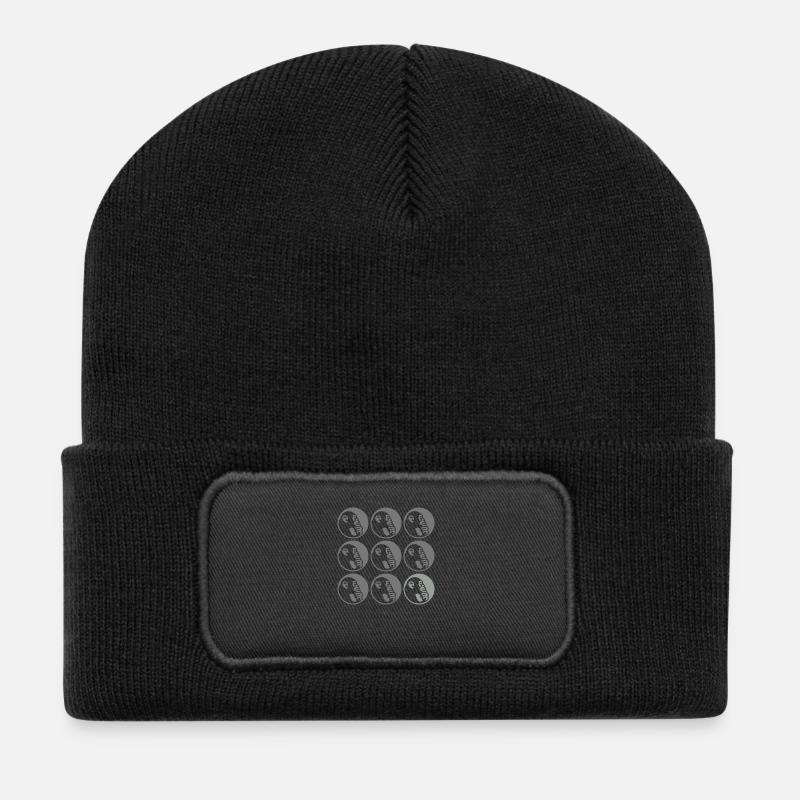 Denkeraffe Pattern - Recycelte Patch Beanie - Schwarz