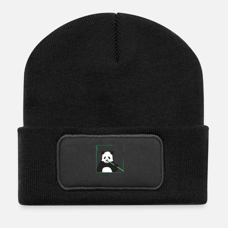 panda - Recycelte Patch Beanie - Schwarz