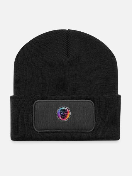 Glitzer Totenkopf - Recycelte Patch Beanie - Schwarz