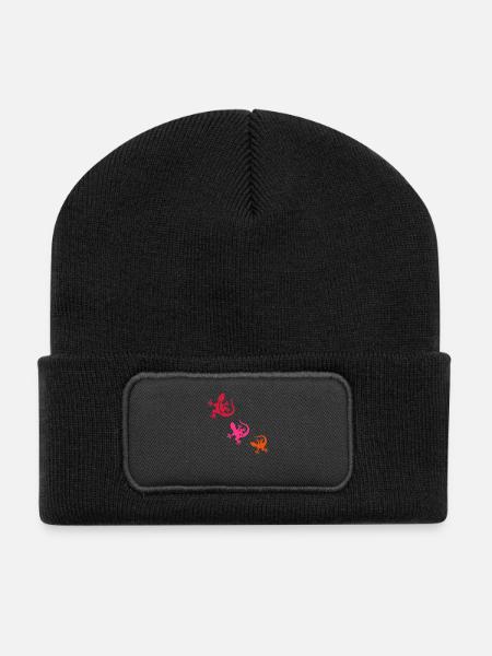 GECKO Terzett - Recycelte Patch Beanie - Schwarz