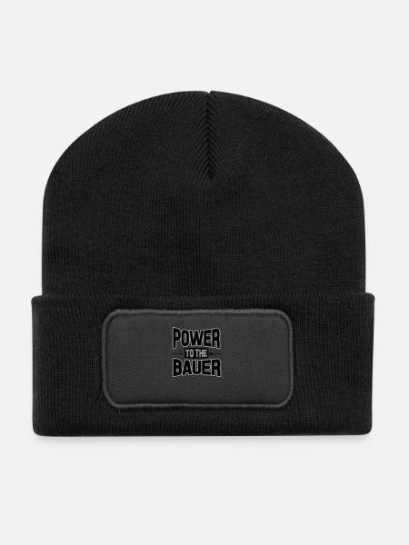 Power to the Bauer - Recycelte Patch Beanie - Schwarz