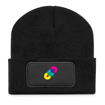 Vinyl Records (Diagonal) - Recycled Patch Beanie - black - Front