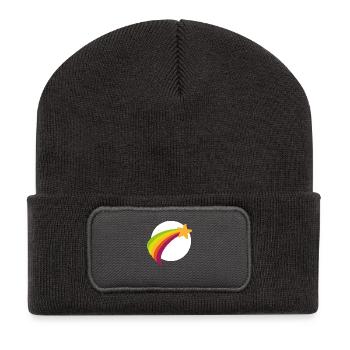 Glücksbärchi Regenbogen - Recycelte Patch Beanie - Dunkelgrau - Vorne