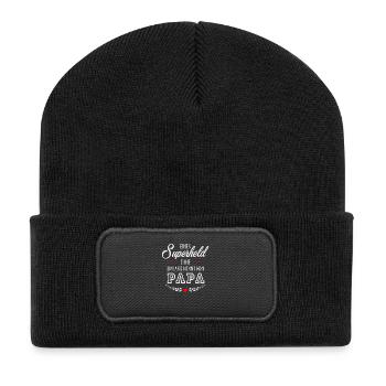 Superheld Papa - Recycelte Patch Beanie - Schwarz - Vorne