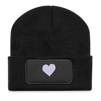 Lavender Heart - Beanie recyclé à patch - noir - Devant