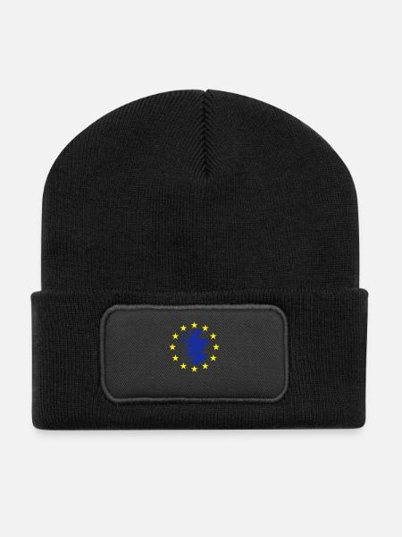 Scotland Map in EU Stars - Recycled Patch Beanie - black