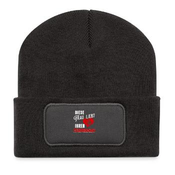 Diese Frau liebt ihren Feuerwehrmann - Recycelte Patch Beanie - Dunkelgrau - Vorne