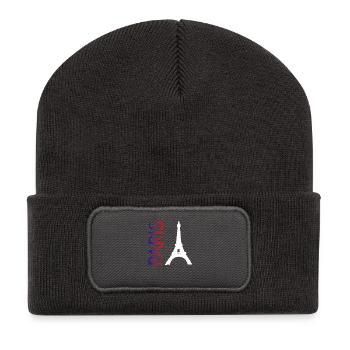 Paris - Beanie recyclé à patch - charbon - Devant