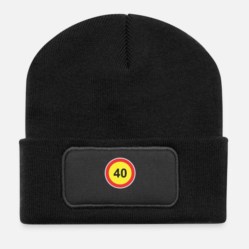 Signe de la route 40 jaune - Beanie recyclé à patch - noir