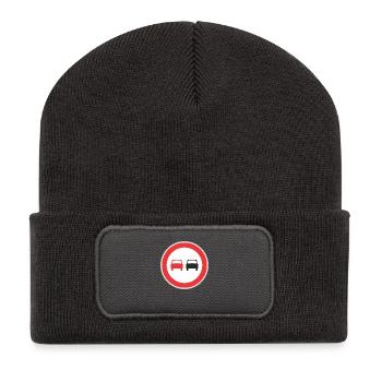 Road sign red and black cars 2 - Recycled Patch Beanie - dark grey - Front