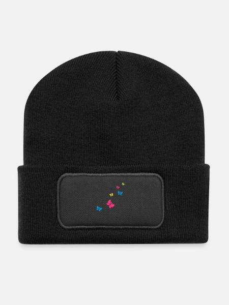 schmetterlings - Recycelte Patch Beanie - Schwarz